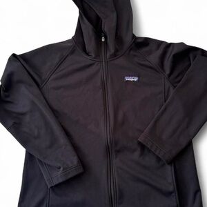Patagonia Black Fleece Jacket with Multicolor Logo